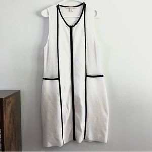 Belford Pima Cotton Spandex Blend Sleeveless Double Zip Dress Black White Large